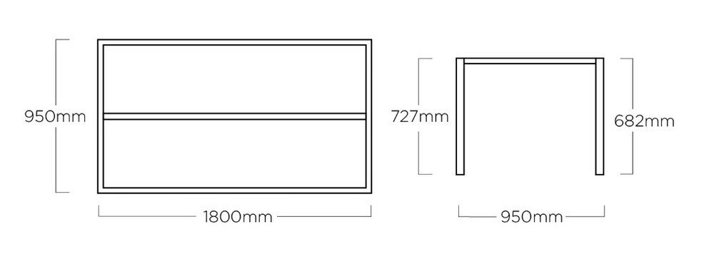 KETTLER Okvir za mizo CUBIC 180x95 cm - srebrn