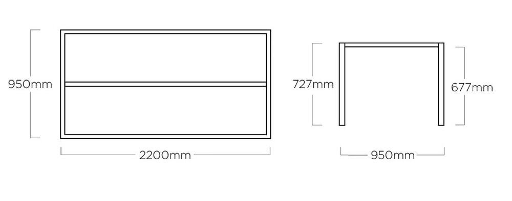 KETTLER Okvir za mizo CUBIC 220x95 cm - srebrn