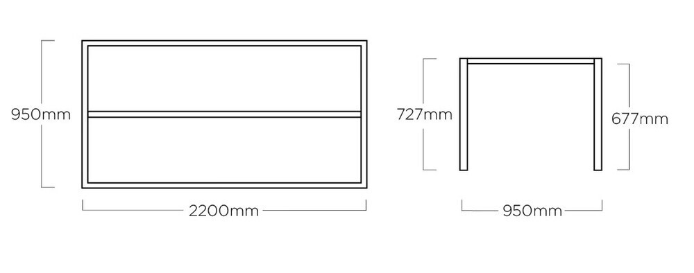 KETTLER Okvir za mizo CUBIC 220x95 cm - antracit