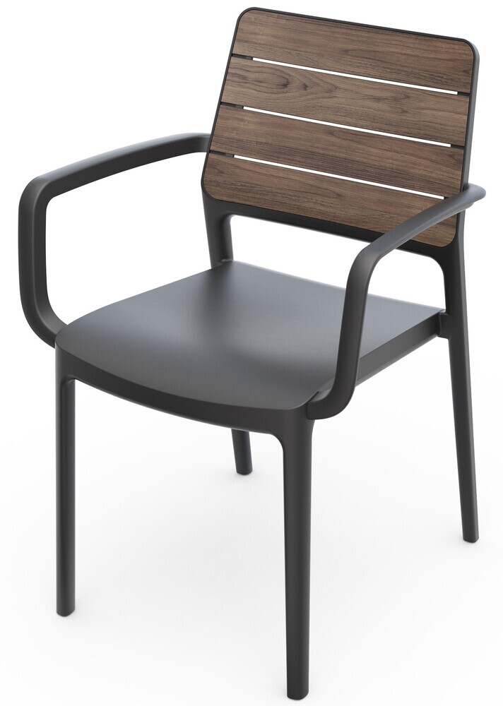 DECO PORTO fotelj z nasloni za roke - oreh/grafit