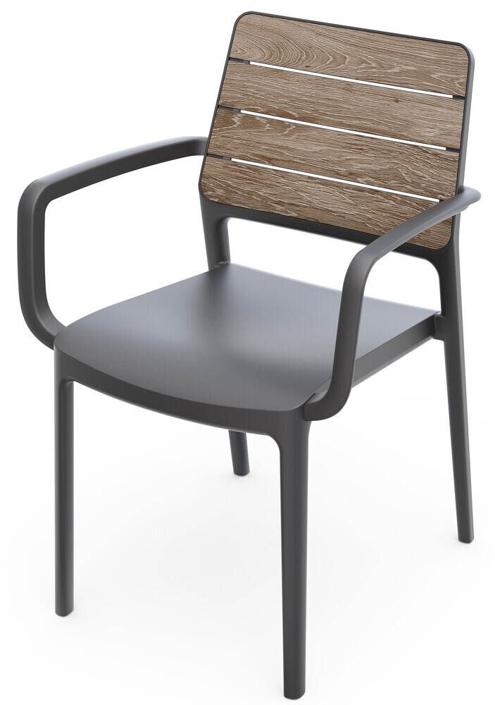 DECO PORTO fotelj z nasloni za roke - jesenov les/grafit