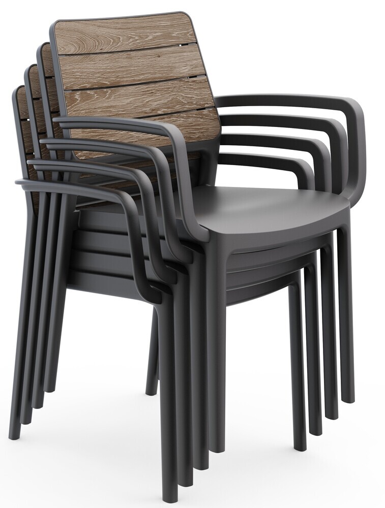 DECO PORTO fotelj z nasloni za roke - jesenov les/grafit