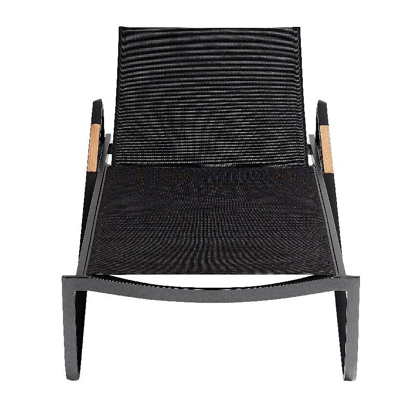 KETTLER DIAMOND aluminijasti ležalnik s tikovimi nasloni za roke - antracit / antracit