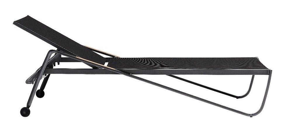 KETTLER DIAMOND aluminijasti ležalnik s tikovimi nasloni za roke - antracit / antracit