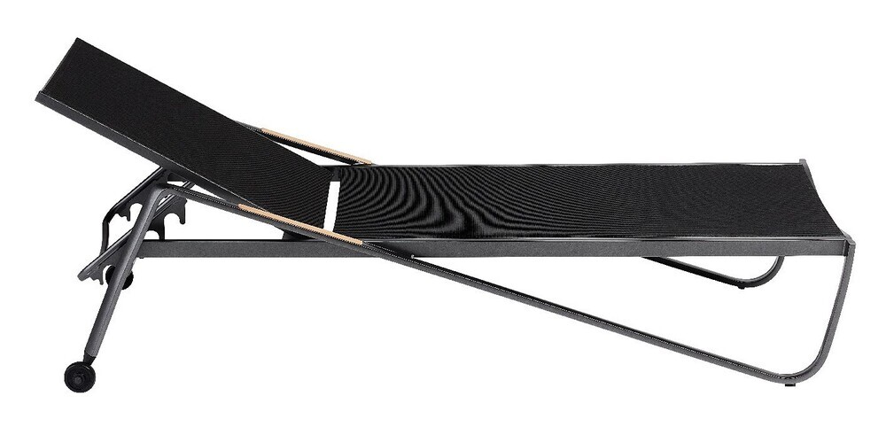 KETTLER DIAMOND aluminijasti ležalnik s tikovimi nasloni za roke - antracit / antracit