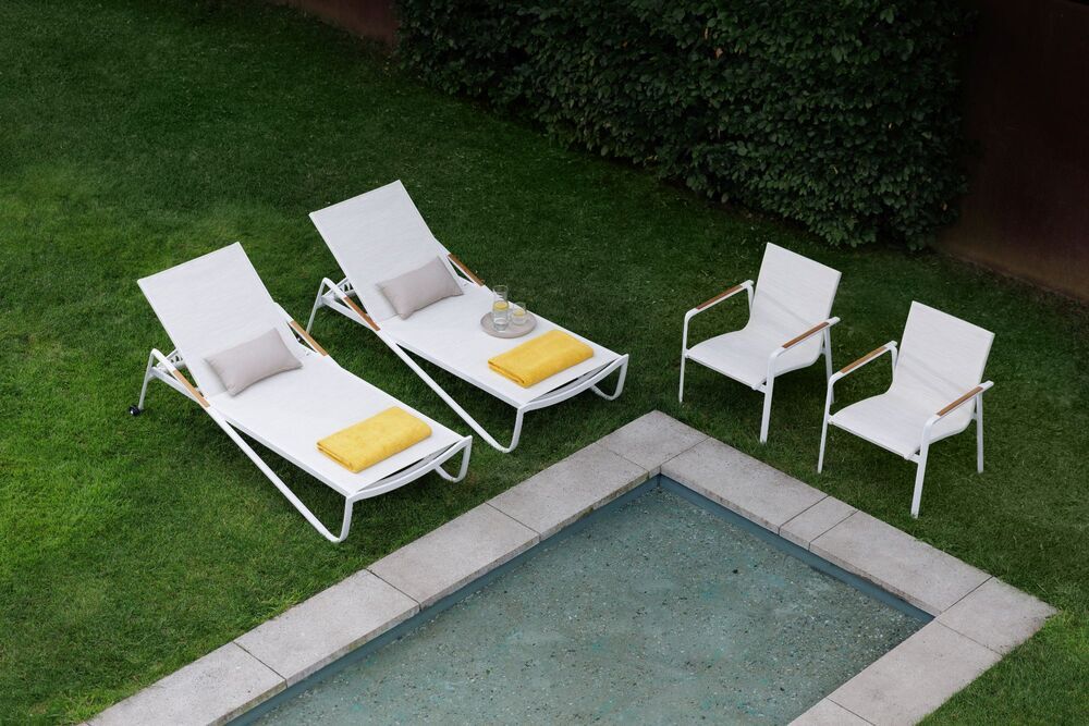 KETTLER DIAMOND aluminijasto naslonjalo za roke iz tikovine - belo / krem