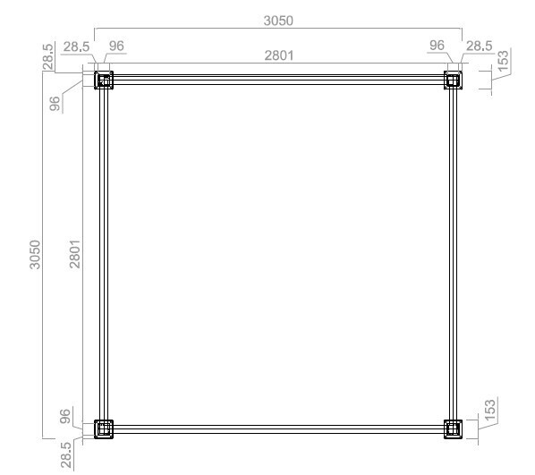 Bioklimatska pergola ECO 3x3 m, jeklena - prostostoječa
